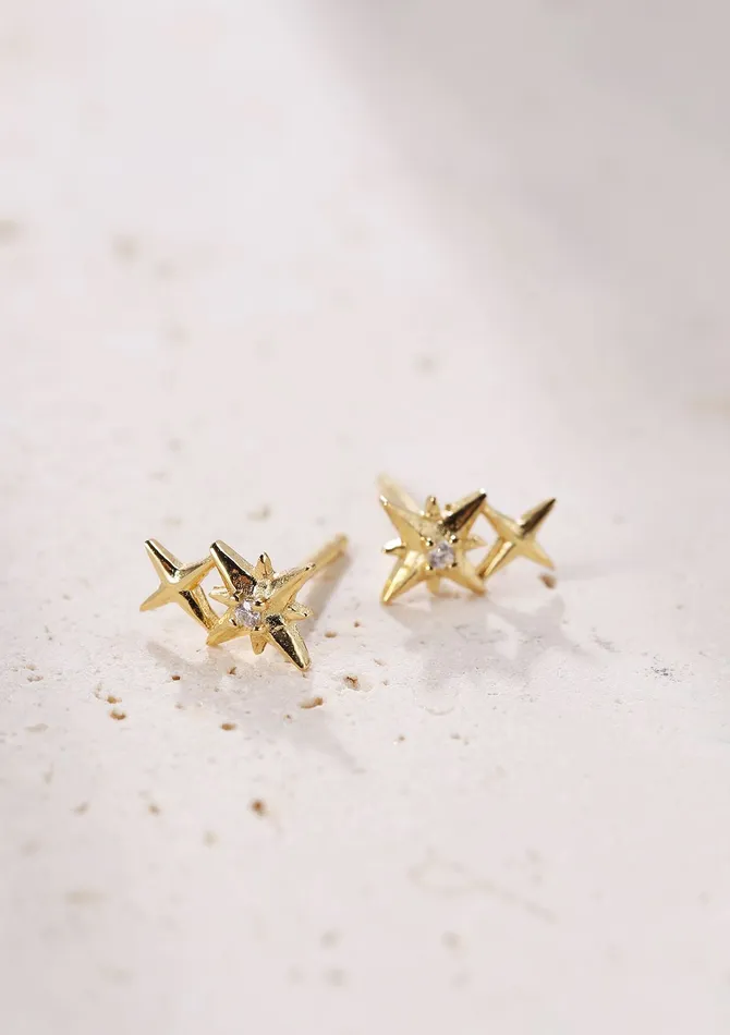 Earrings Hey Happiness Twin Constellation Stud Earrings Sterling Silver Gold Earrings Hey Happiness Twin Constellation Stud Earrings Sterling Silver Gold