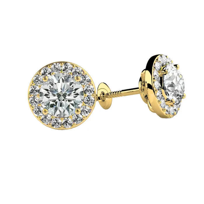 Earrings Round Cut Halo Natural Earth Mined Diamond Stud Earrings 240 Carat White Gold 14K GB Earrings Round Cut Halo Natural Earth Mined Diamond Stud Earrings 240 Carat White Gold 14K GB
