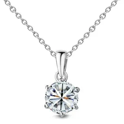 GB 1 Carat Six Prong Setting Round Natural Earth Mined Diamond Necklace Pendant Necklaces GB 1 Carat Six Prong Setting Round Natural Earth Mined Diamond Necklace Pendant Necklaces