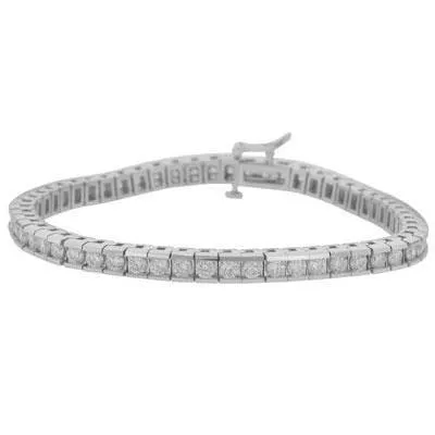 GB 605 Carats Sparkling Round Cut Natural Earth Mined Diamonds Channel Set Bracelet WG 14K Bracelets GB 605 Carats Sparkling Round Cut Natural Earth Mined Diamonds Channel Set Bracelet WG 14K Bracelets