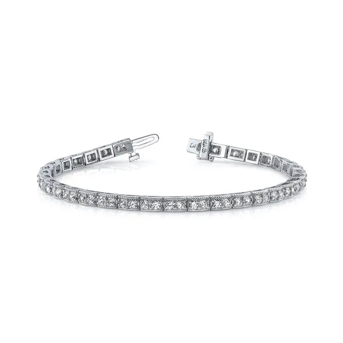 GB 660 Ct Round Vintage Double Natural Earth Mined Diamond Box Bracelet White Gold 14K Bracelets GB 660 Ct Round Vintage Double Natural Earth Mined Diamond Box Bracelet White Gold 14K Bracelets