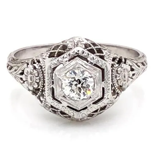 GB Art Nouveau Jewelry New Real Natural Earth Mined Diamond Engagement Ring 1 Carat Filigree Rings GB Art Nouveau Jewelry New Real Natural Earth Mined Diamond Engagement Ring 1 Carat Filigree Rings