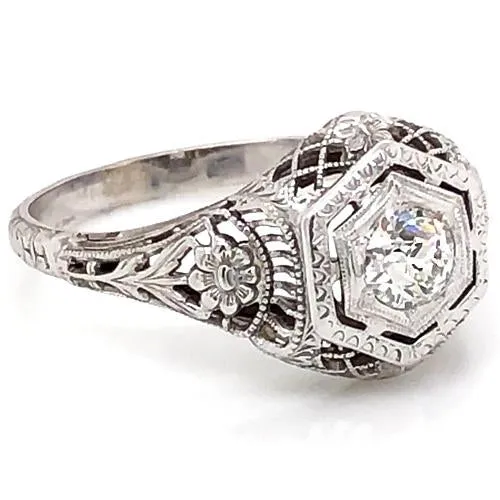 GB Art Nouveau Jewelry New Real Natural Earth Mined Diamond Engagement Ring 1 Carat Filigree Rings GB Art Nouveau Jewelry New Real Natural Earth Mined Diamond Engagement Ring 1 Carat Filigree Rings