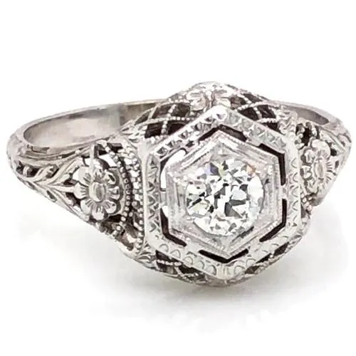 GB Art Nouveau Jewelry New Real Natural Earth Mined Diamond Engagement Ring 1 Carat Filigree Rings GB Art Nouveau Jewelry New Real Natural Earth Mined Diamond Engagement Ring 1 Carat Filigree Rings