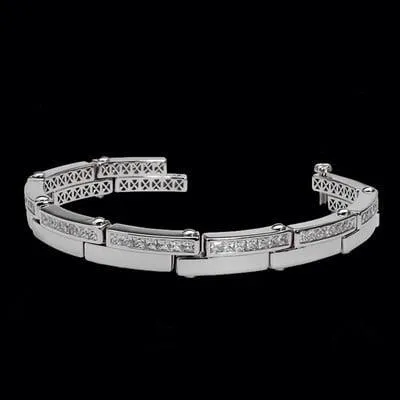 GB Bracelets 14K White Gold 945 Carats Natural Earth Mined Diamonds Mens Bracelet New GB Bracelets 14K White Gold 945 Carats Natural Earth Mined Diamonds Mens Bracelet New