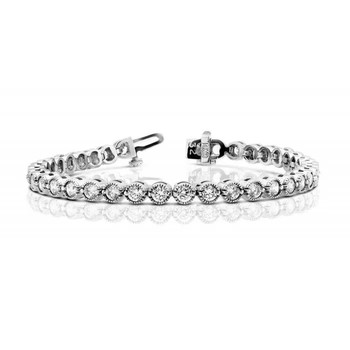 GB Bracelets 6 Carats Natural Earth Mined Diamonds Women Tennis Bracelet Gold White 14K