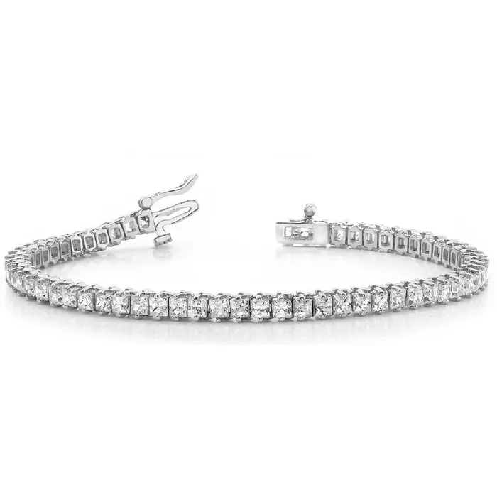 GB Bracelets 970 Ct Prong Set Princess Cut Natural Earth Mined Diamonds Tennis Bracelet White Gold GB Bracelets 970 Ct Prong Set Princess Cut Natural Earth Mined Diamonds Tennis Bracelet White Gold