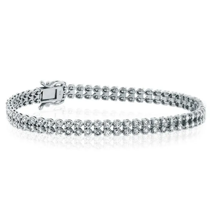 GB Bracelets Double Row Round Cut 560 Carats Natural Earth Mined Diamonds Bracelet White Gold 14K GB Bracelets Double Row Round Cut 560 Carats Natural Earth Mined Diamonds Bracelet White Gold 14K