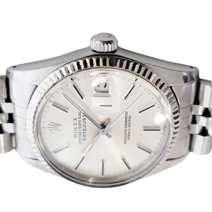 GB Bracelets Men Rolex Datejust Watch Silver Dial Fluted Bezel Ss Bracelet