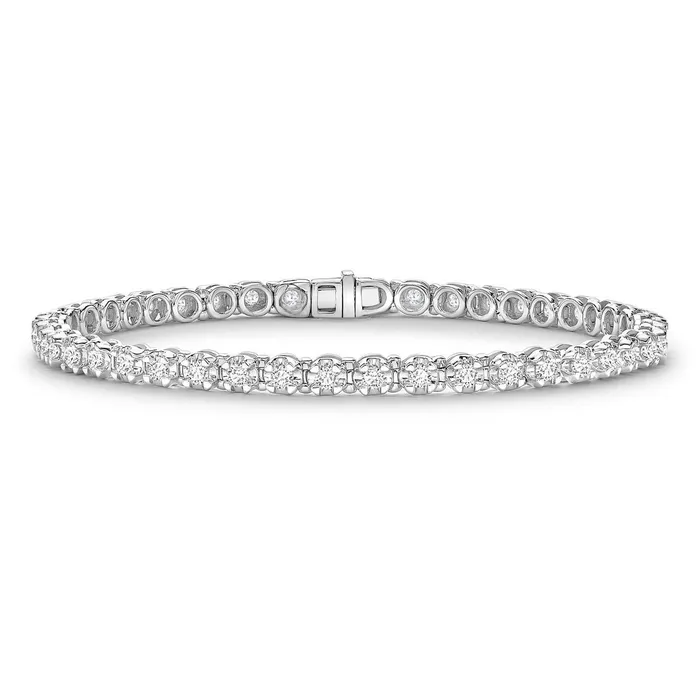 GB Bracelets Round Cut Natural Earth Mined Diamond Tennis Bracelet White 14K Gold 440 Carats