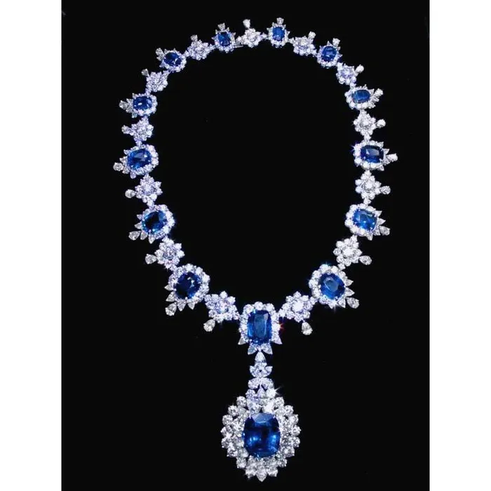 GB Bridal Ceylon Royal Blue Sapphire Necklace Necklaces