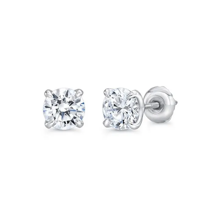 GB Earrings 1 Carat Women Stud Solitaire Natural Earth Mined Diamond Earrings