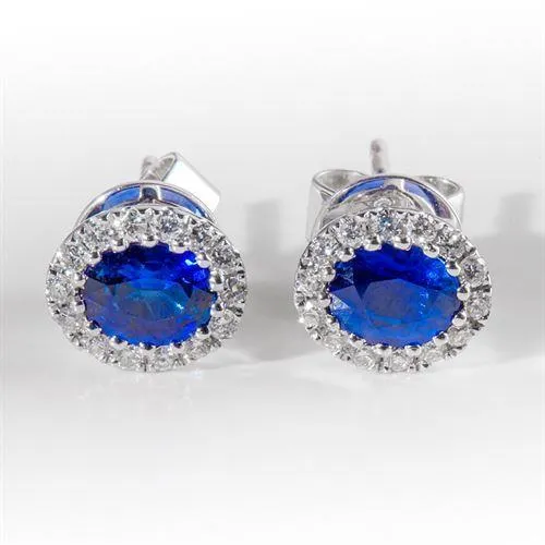 GB Earrings Ceylon Blue Sapphire Natural Earth Mined Diamond Women Earring White Gold 260 Ct