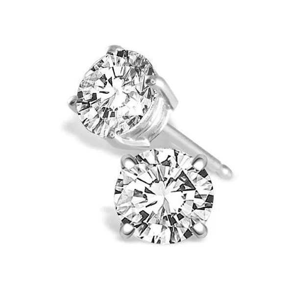 GB Earrings Round Cut Natural Earth Mined Diamond 280 Ct Stud Earring 14K White Gold