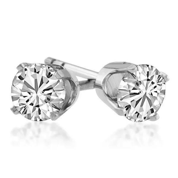 GB Earrings Round Stud Natural Earth Mined Diamond Earring 2 Ct Fine Women Jewelry 14K White Gold