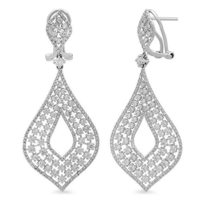 GB Earrings White Gold 14K Women Chandelier Earring Round Natural Earth Mined Diamonds 5 Carats