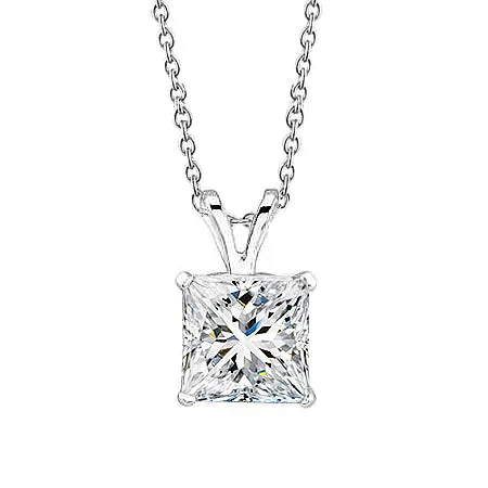 GB Necklaces 125 Carats Princess Cut Natural Earth Mined Diamond Necklace Pendant White Gold 14K GB Necklaces 125 Carats Princess Cut Natural Earth Mined Diamond Necklace Pendant White Gold 14K