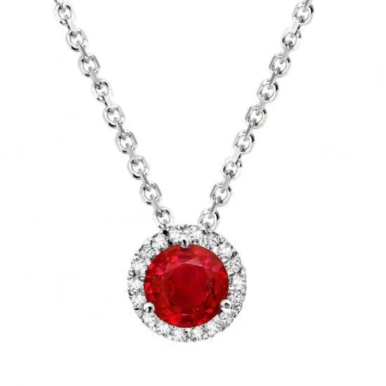 GB Necklaces 220 Ct Round Cut Red Ruby And Natural Earth Mined Diamond Women Pendant White Gold 14K GB Necklaces 220 Ct Round Cut Red Ruby And Natural Earth Mined Diamond Women Pendant White Gold 14K