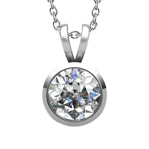 GB Necklaces Bezel Set 4 Ct Round Brilliant Cut Natural Earth Mined Diamond Pendant Necklace GB Necklaces Bezel Set 4 Ct Round Brilliant Cut Natural Earth Mined Diamond Pendant Necklace