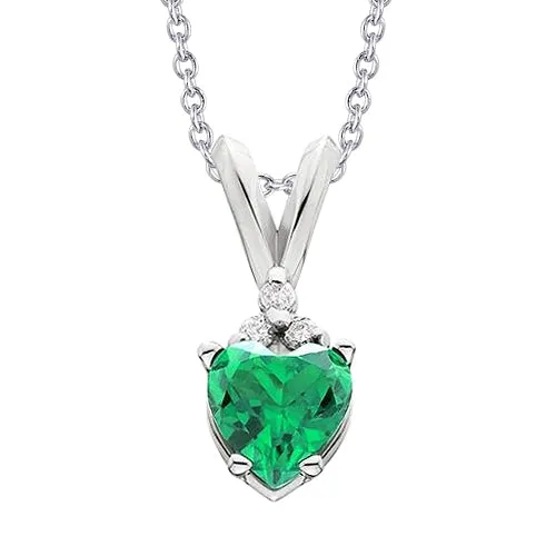 GB Necklaces Green Emerald And Natural Earth Mined Diamond Pendant Necklace 330 Carat WG 14K