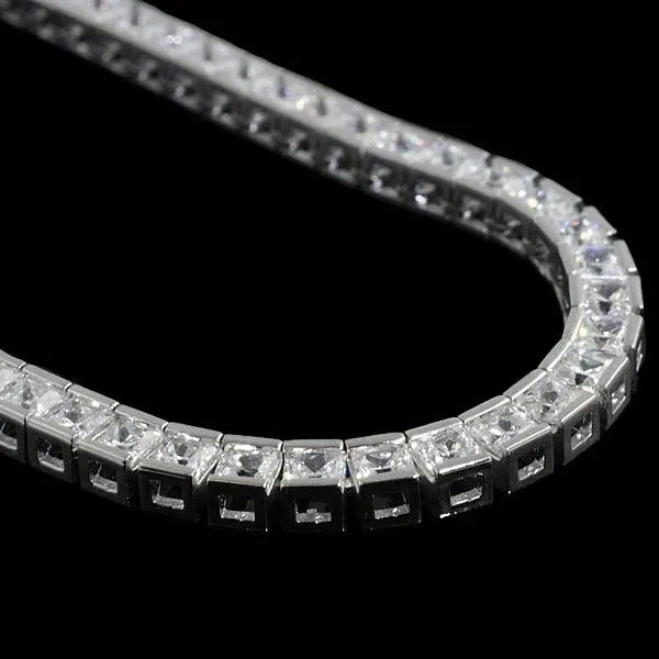 GB Necklaces Princess Cut 50 Pointer Tennis Chain Natural Earth Mined Diamond GB Necklaces Princess Cut 50 Pointer Tennis Chain Natural Earth Mined Diamond