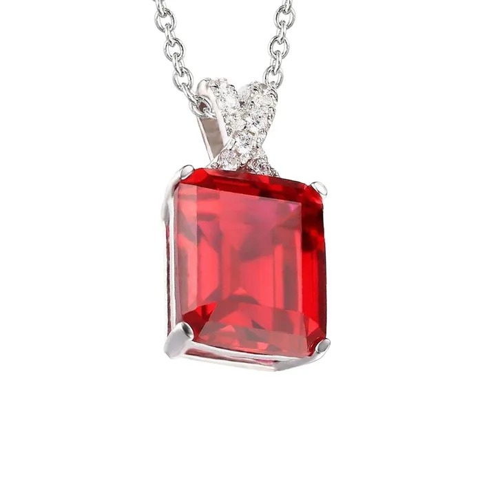 GB Necklaces White Gold 14K 825 Ct Ruby And Natural Earth Mined Diamonds Pendant Necklace GB Necklaces White Gold 14K 825 Ct Ruby And Natural Earth Mined Diamonds Pendant Necklace