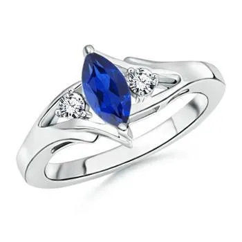 GB Rings 130 Ct Marquise Natural Earth Mined Diamond Sri Lankan Sapphire Stone Ring