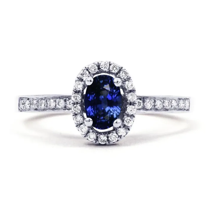 GB Rings 250 Carats Ceylon Blue Sapphire And Natural Earth Mined Diamonds Ring White Gold 14K