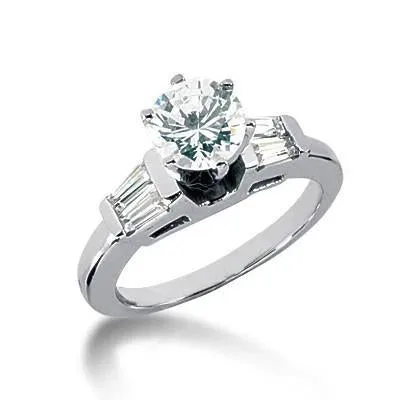 GB Rings 251 Carat Round Baguette Natural Earth Mined Diamond Three Stone Ring New