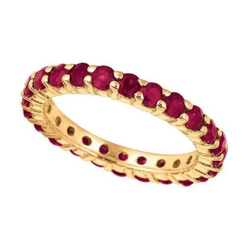 GB Rings 288 Carat Round Ruby Eternity Band YG 14K New Ring Prong Setting