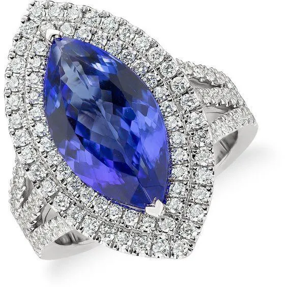 GB Rings 2125 Ct Solitaire With Accent Tanzanite With Natural Earth Mined Diamonds Ring Gold 14K GB Rings 2125 Ct Solitaire With Accent Tanzanite With Natural Earth Mined Diamonds Ring Gold 14K