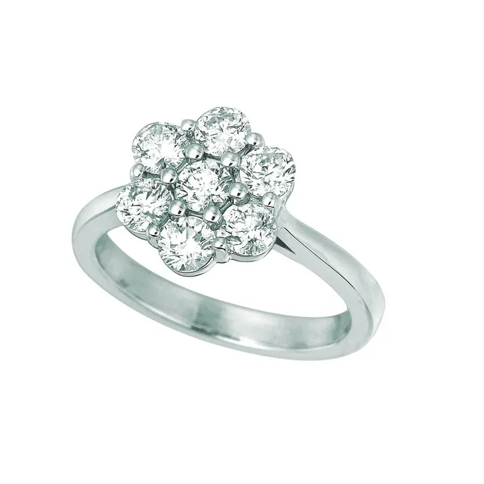 GB Rings Halo Natural Earth Mined Diamond Flower Fancy Ring 147 Carats 14K White Gold GB Rings Halo Natural Earth Mined Diamond Flower Fancy Ring 147 Carats 14K White Gold