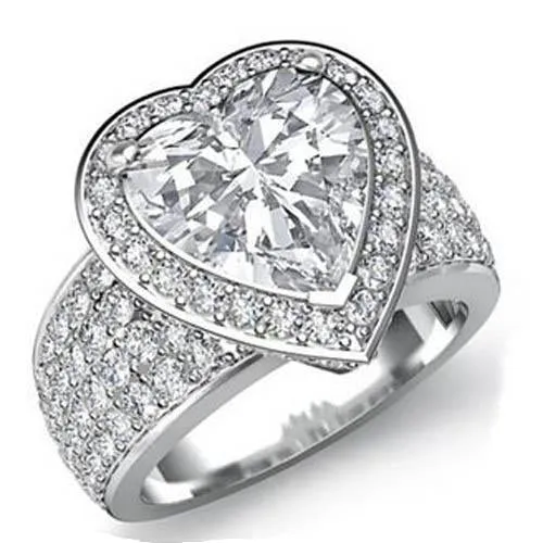 GB Rings Huge 1003 Carats Heart Lab Grown Diamond Halo Ring White Gold 14K GB Rings Huge 1003 Carats Heart Lab Grown Diamond Halo Ring White Gold 14K