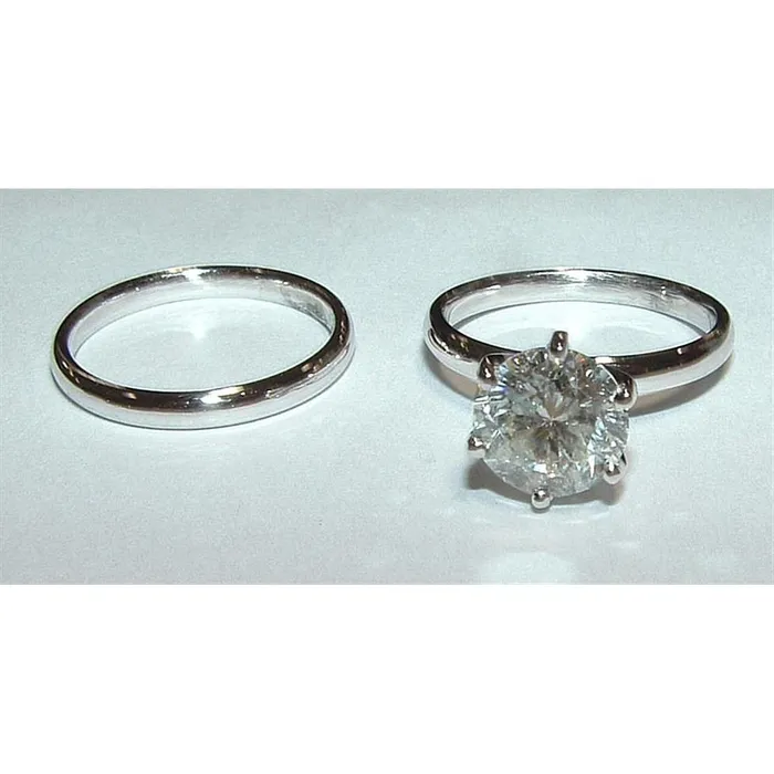 GB Rings Natural Earth Mined Diamonds Solitaire Ring Set 2 Ct White Gold
