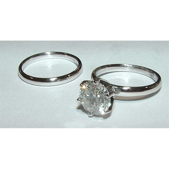 GB Rings Natural Earth Mined Diamonds Solitaire Ring Set 2 Ct White Gold