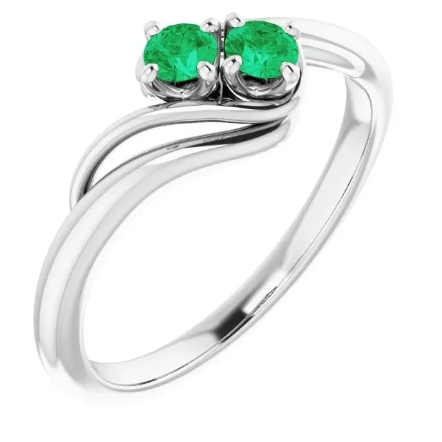 GB Rings Round Green Emerald Bypass Setting Ring 160 Carats White Gold 14K GB Rings Round Green Emerald Bypass Setting Ring 160 Carats White Gold 14K