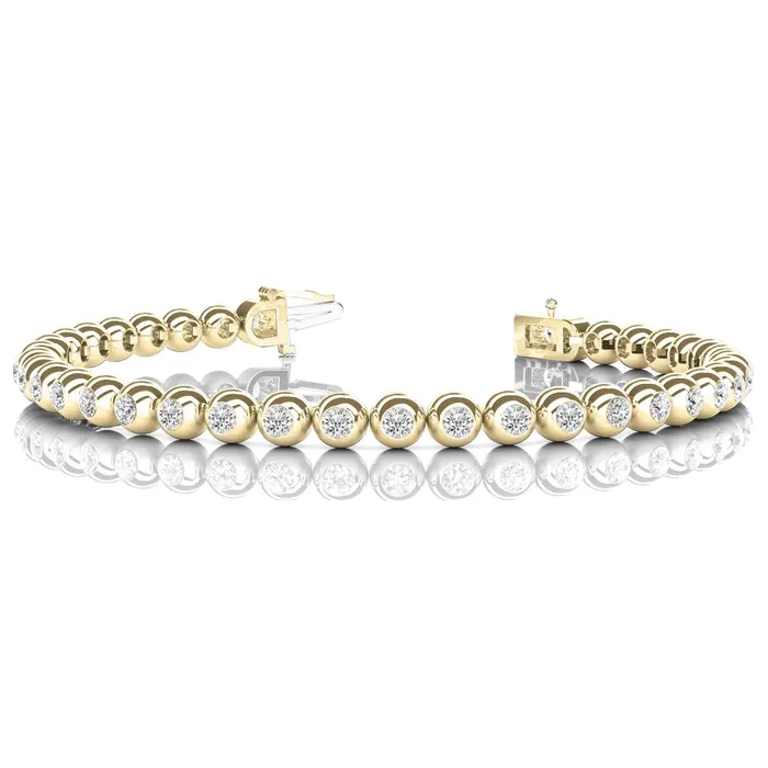 GB Tennis Bracelet 14K YG Round Cut Natural Earth Mined Diamonds Bezel Set 1675 Carats Bracelets GB Tennis Bracelet 14K YG Round Cut Natural Earth Mined Diamonds Bezel Set 1675 Carats Bracelets