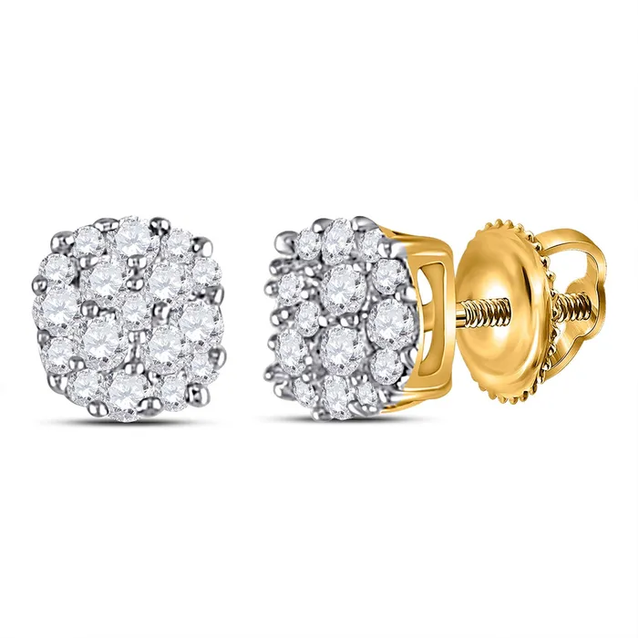 GND 10kt Yellow Gold Womens Round Diamond Cluster Earrings 15 Cttw GND Earrings GND 10kt Yellow Gold Womens Round Diamond Cluster Earrings 15 Cttw GND Earrings