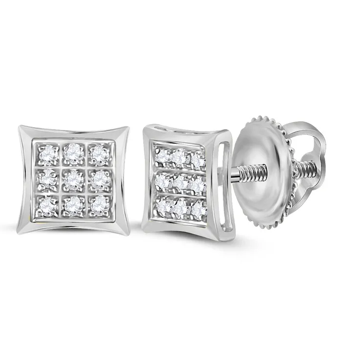 GND Earrings GND 10kt White Gold Womens Round Diamond Kite Square Earrings 120 Cttw GND Earrings GND 10kt White Gold Womens Round Diamond Kite Square Earrings 120 Cttw