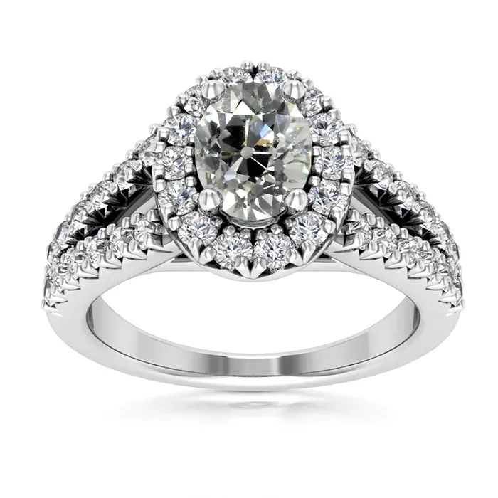 Halo Old Cut Oval Round Natural Earth Mined Diamond Ring Split Shank 5 Carats White Gold HarryChadEntcom Rings Halo Old Cut Oval Round Natural Earth Mined Diamond Ring Split Shank 5 Carats White Gold HarryChadEntcom Rings