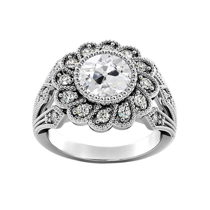 Halo Ring Bezel Set Round Old Miner Natural Earth Mined Diamond Flower Antique Style 325 Carats HarryChadEntcom Rings Halo Ring Bezel Set Round Old Miner Natural Earth Mined Diamond Flower Antique Style 325 Carats HarryChadEntcom Rings