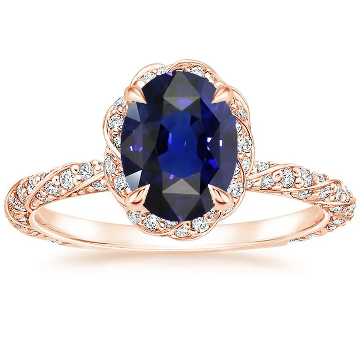 Halo Rose Gold Ring Twist Style Ceylon Sapphire Natural Earth Mined Diamonds 350 Carats HarryChadEntcom Rings Halo Rose Gold Ring Twist Style Ceylon Sapphire Natural Earth Mined Diamonds 350 Carats HarryChadEntcom Rings