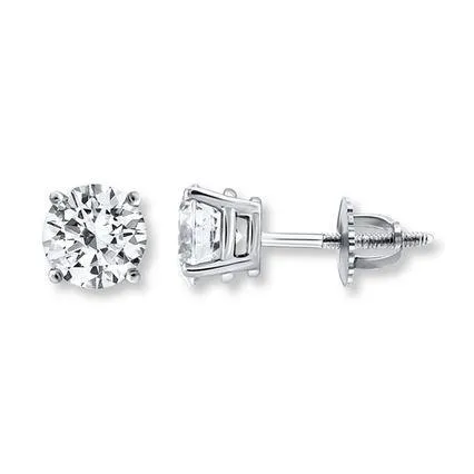 HarryChadEntcom 090 Ct Round Solitaire Natural Earth Mined Diamond Stud Earring White Gold 14K Prong Set Earrings