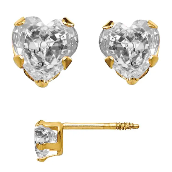 HarryChadEntcom Earrings Heart Natural Diamond Solitaire Old Miner Stud Earrings Cut 7 Ct Yellow Gold HarryChadEntcom Earrings Heart Natural Diamond Solitaire Old Miner Stud Earrings Cut 7 Ct Yellow Gold
