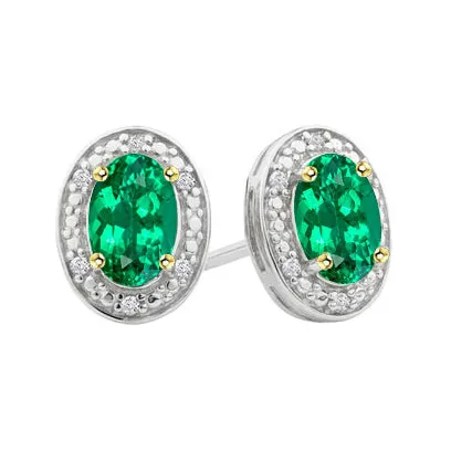HarryChadEntcom Earrings Oval Green Emerald Halo Studs Gold Gemstone Earrings HarryChadEntcom Earrings Oval Green Emerald Halo Studs Gold Gemstone Earrings