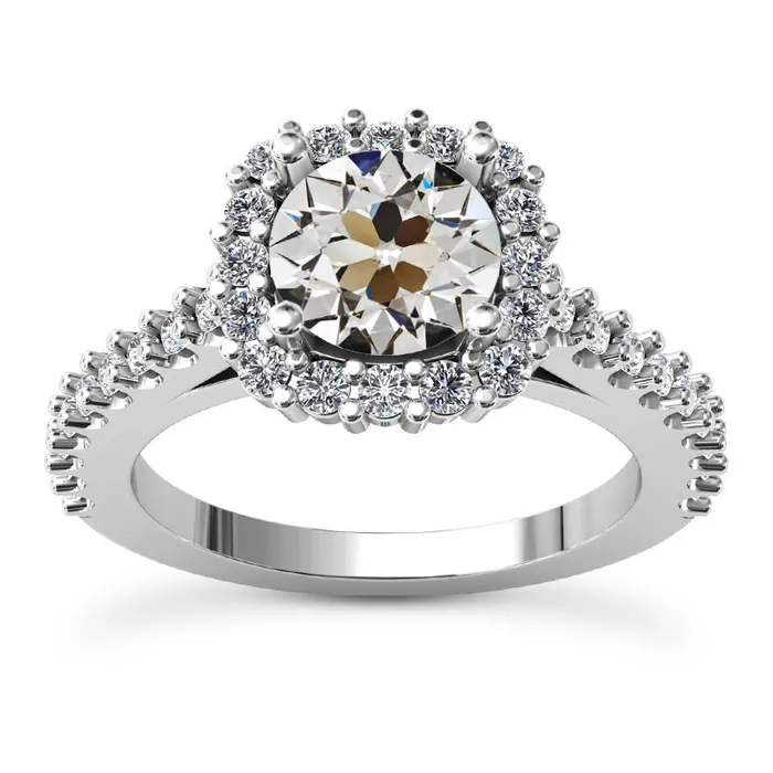 HarryChadEntcom Halo Old Mine Cut Natural Earth Mined Diamond Ring With Accents 575 Carats Gold Rings HarryChadEntcom Halo Old Mine Cut Natural Earth Mined Diamond Ring With Accents 575 Carats Gold Rings