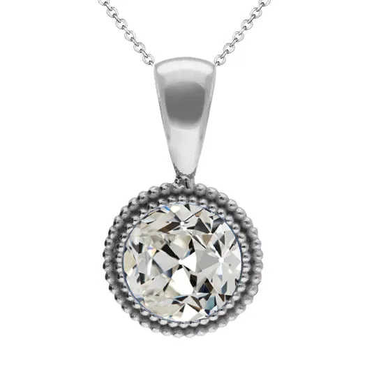 HarryChadEntcom Necklaces White Gold Pendant 2 Carats Round Old Miner Genuine Diamond 14K HarryChadEntcom Necklaces White Gold Pendant 2 Carats Round Old Miner Genuine Diamond 14K