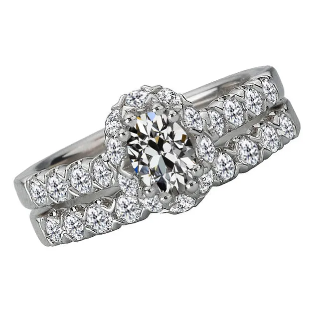HarryChadEntcom Oval Old European Halo Mined Diamond Engagement Ring Set 4 Carats Rings