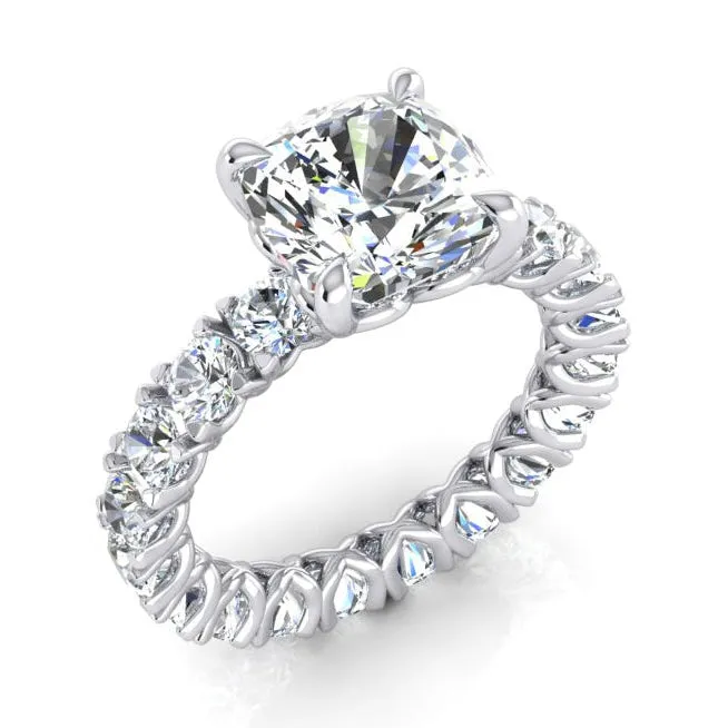 HarryChadEntcom Rings Cute Modern Engagement Ring 5 Ct Cushion Cut White Gold Natural Diamond