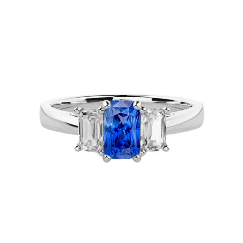 HarryChadEntcom Rings Gold 3 Stone Radiant Natural Earth Mined Diamond Sapphire Ring 150 Carats Tapered Shank HarryChadEntcom Rings Gold 3 Stone Radiant Natural Earth Mined Diamond Sapphire Ring 150 Carats Tapered Shank